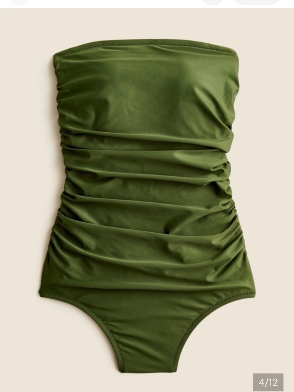 💖SPOTLIGHT💖NWOT J.Crew Gemma Olive Green Ruched Bandeau One-Piece Swimsuit
